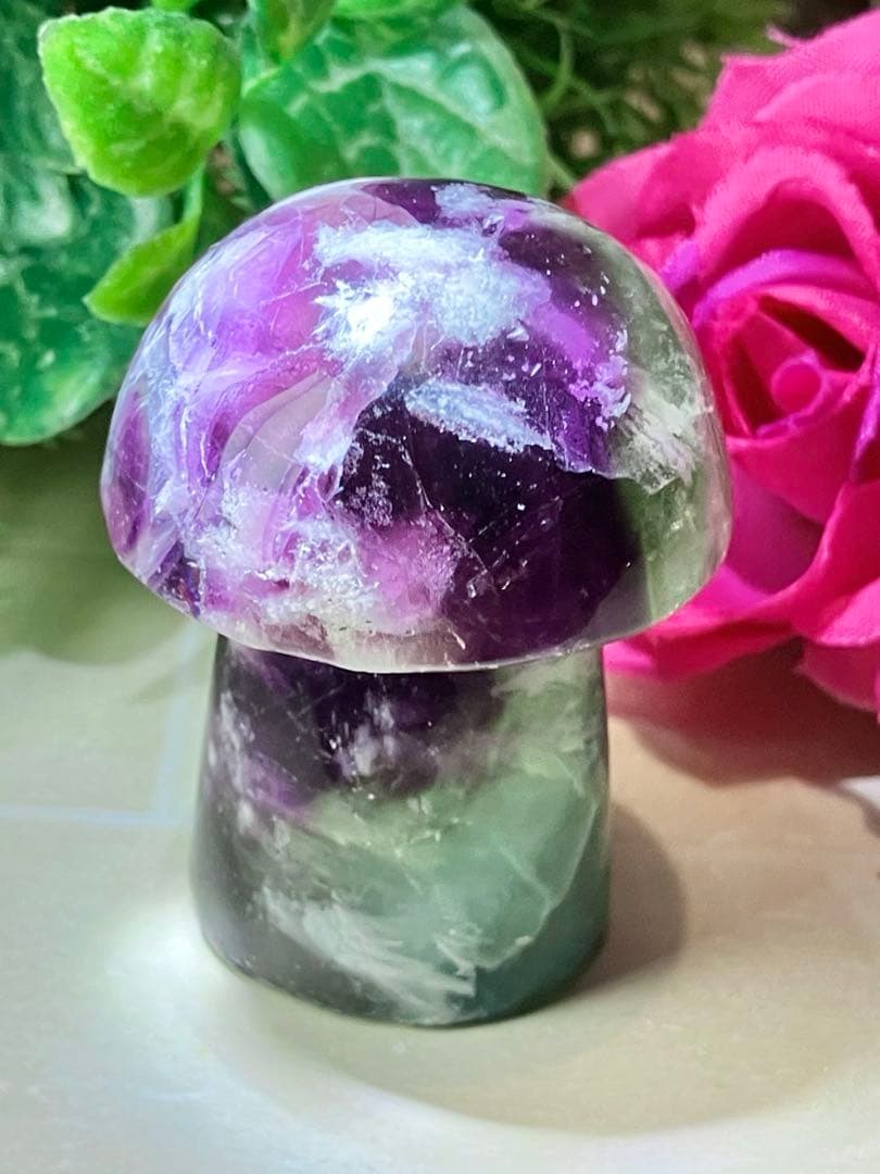 エンジェルフェザー　万華鏡　フローライト　マルチカラー　蛍石　きのこ　原石