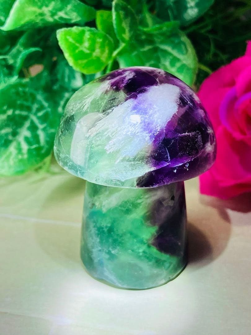 エンジェルフェザー　万華鏡　フローライト　マルチカラー　蛍石　きのこ　原石