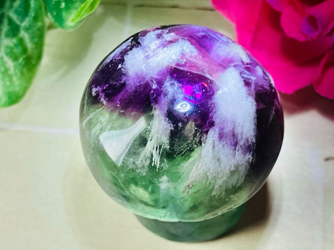 エンジェルフェザー　万華鏡　フローライト　マルチカラー　蛍石　きのこ　原石