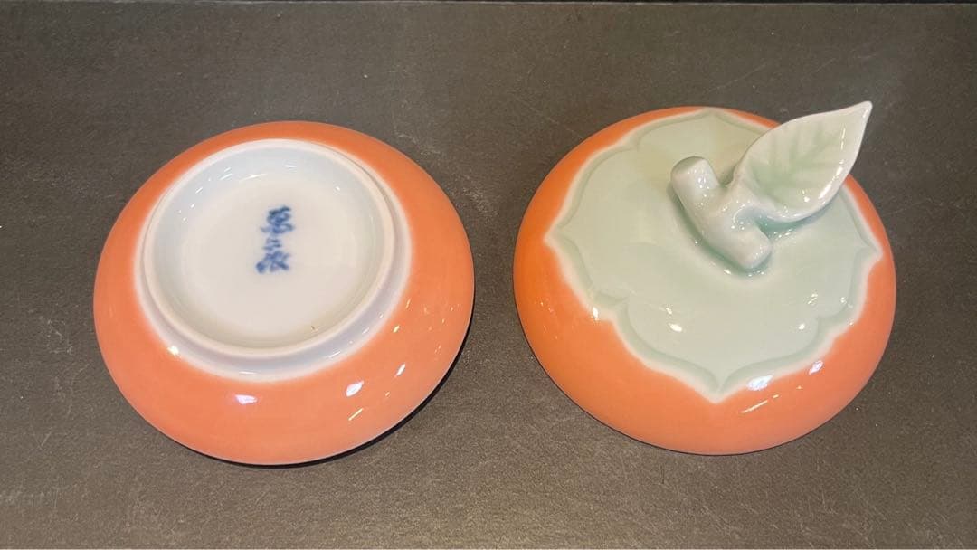 未使用 人間国宝 井上萬二「彩釉 柿 香合」共箱共布陶歴あり - メルカリ