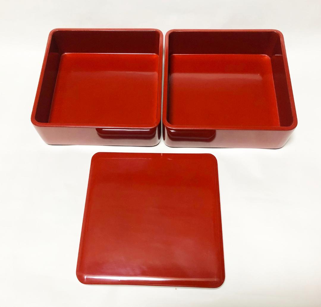 重箱 おせち 二段重 木製漆塗 朱 6.5寸 19.5cm 漆器 アウトレット②