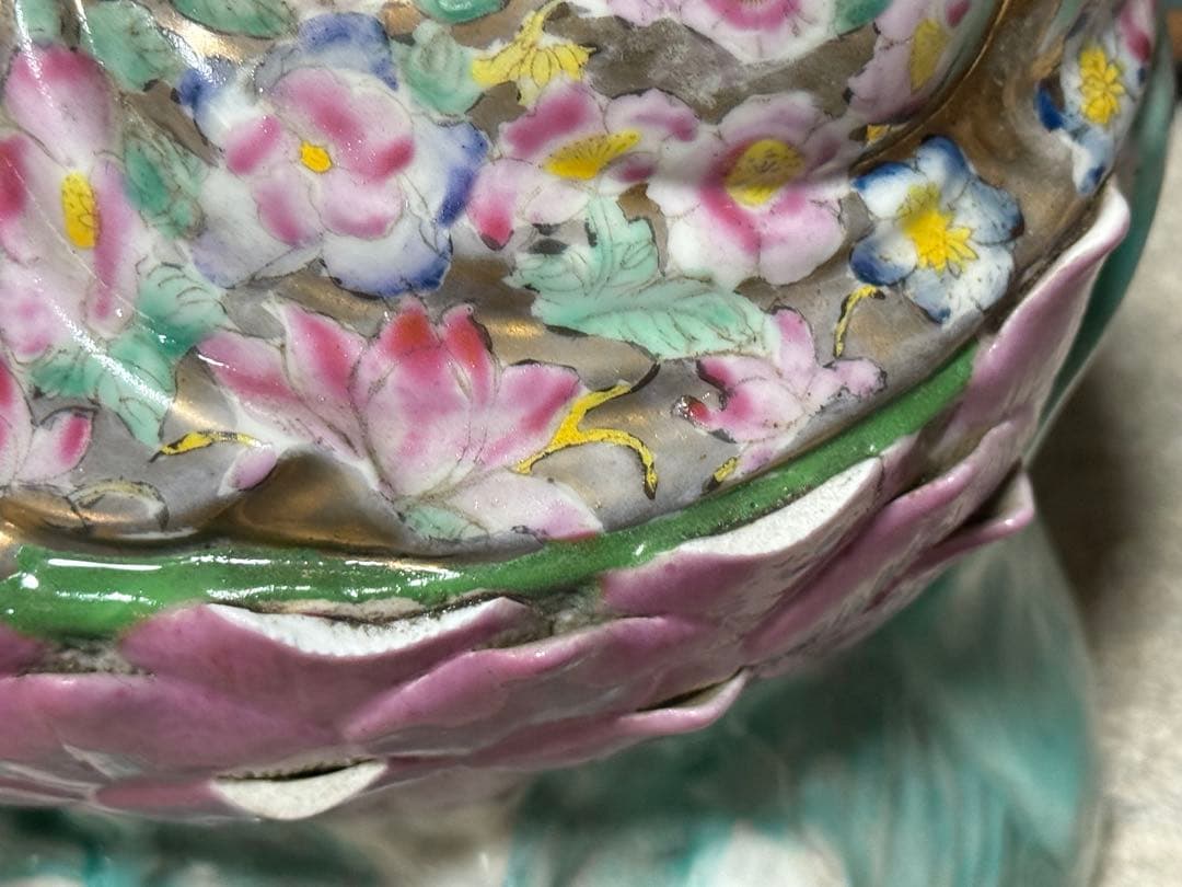 中国　景徳鎮1950年代製　浄瓶観音像　高さ約51.3cm 粉彩　送料込1218