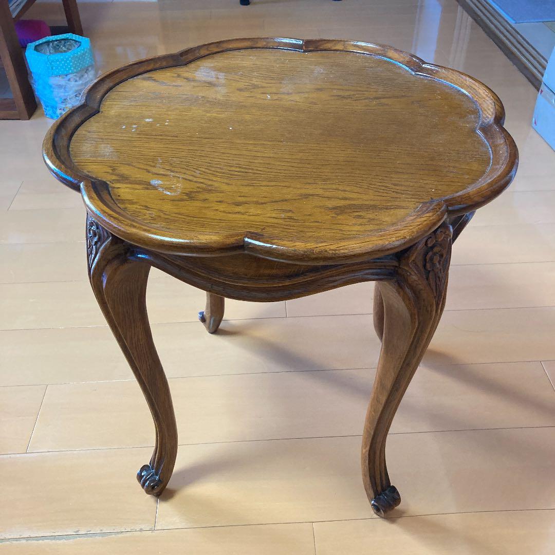 （送料込でお得です。オーク材　オーク無垢　サイドテーブル　アジア風家具