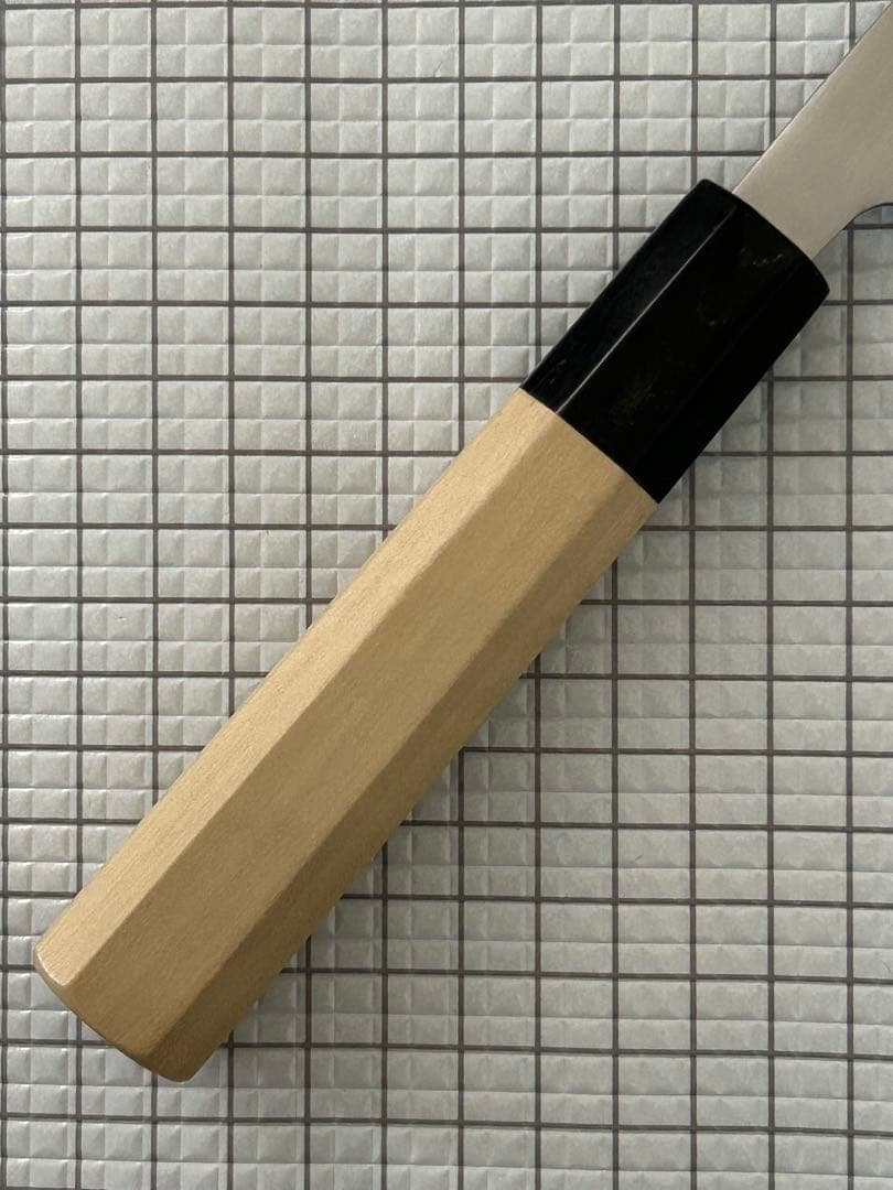 仙助 包丁 三徳 三徳包丁 安来鋼白紙一号割込 水牛八角柄 165mm ②