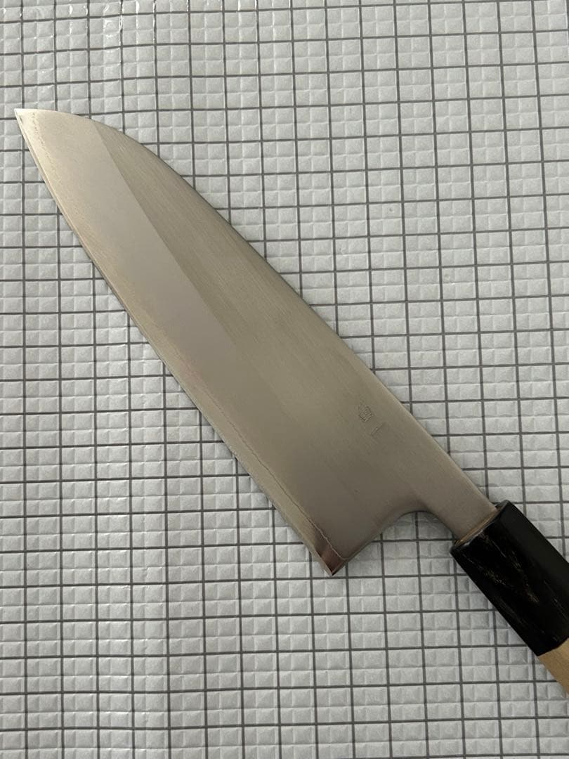 仙助 包丁 三徳 三徳包丁 安来鋼白紙一号割込 水牛八角柄 165mm ②