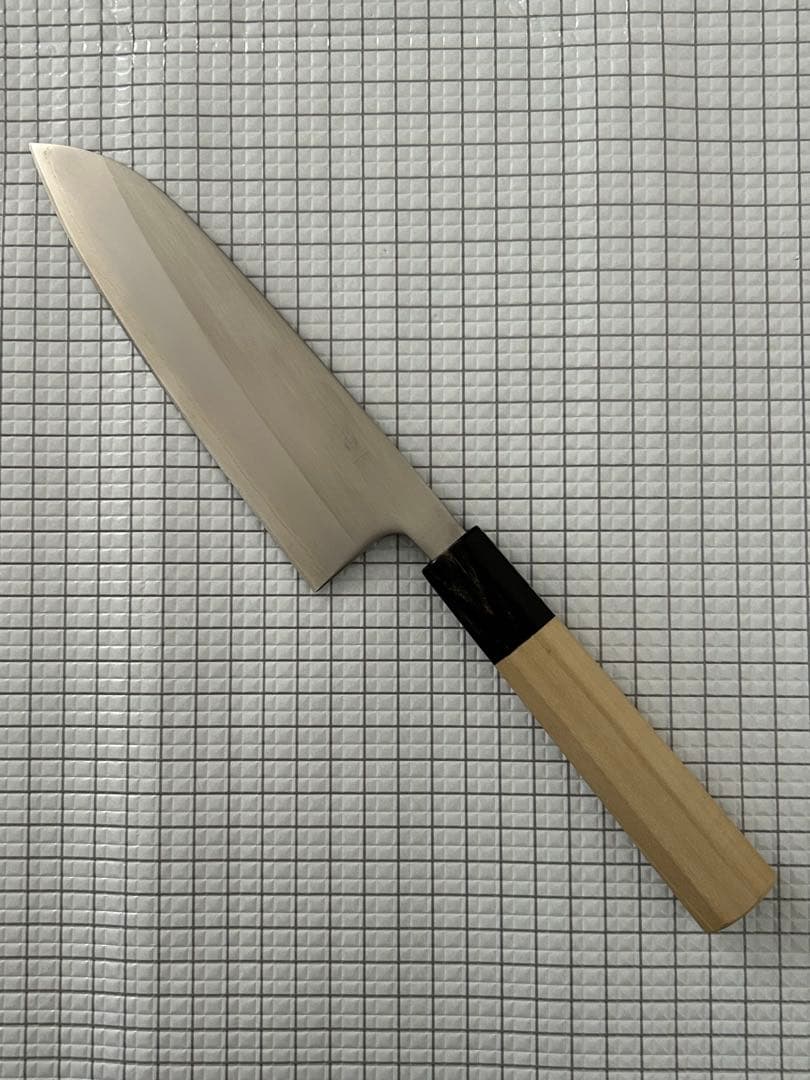 仙助 包丁 三徳 三徳包丁 安来鋼白紙一号割込 水牛八角柄 165mm ②