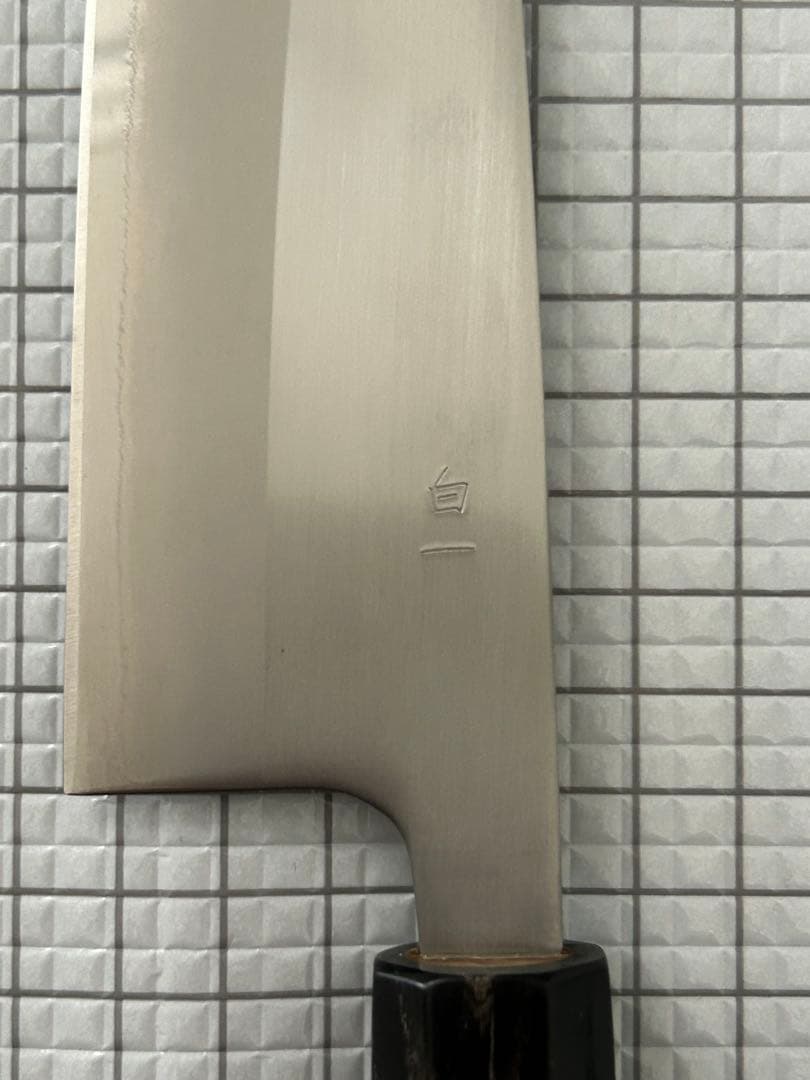 仙助 包丁 三徳 三徳包丁 安来鋼白紙一号割込 水牛八角柄 165mm ②