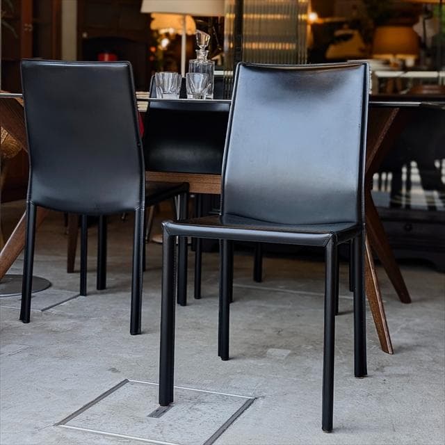 レトロ ダイニングチェア 椅子 食堂 木製 合皮 レザー 赤 松田家具 1