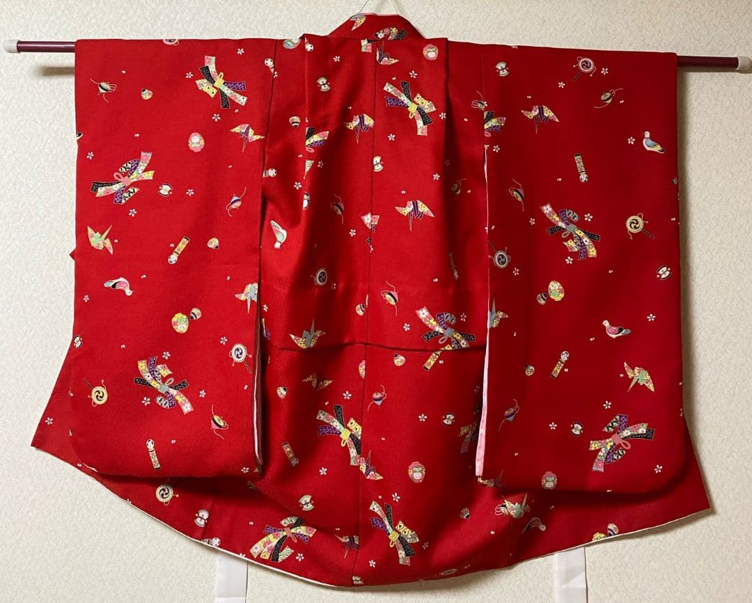 No.341七五三3歳子供着物5点セット着丈71センチ裄丈40センチ美品 綺麗