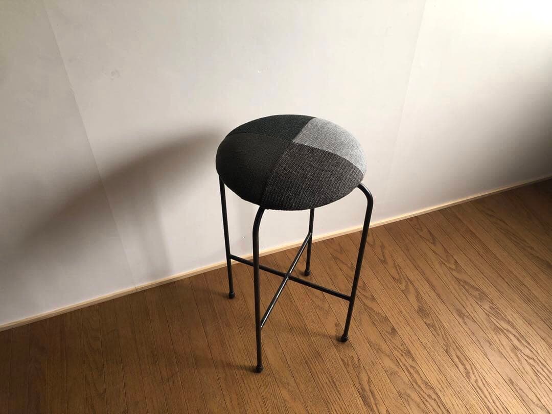 古家具 鉄無垢フレーム パッチワーク ハイスツール カウンターチェア ② レトロ
