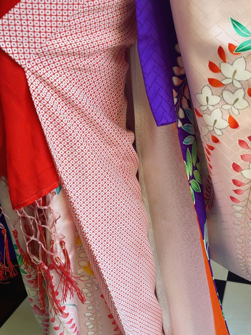 七五三7歳様フルセット紫とピンクの藤柄着物