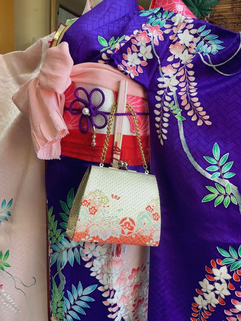 七五三7歳様フルセット紫とピンクの藤柄着物