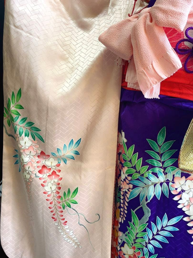 七五三7歳様フルセット紫とピンクの藤柄着物