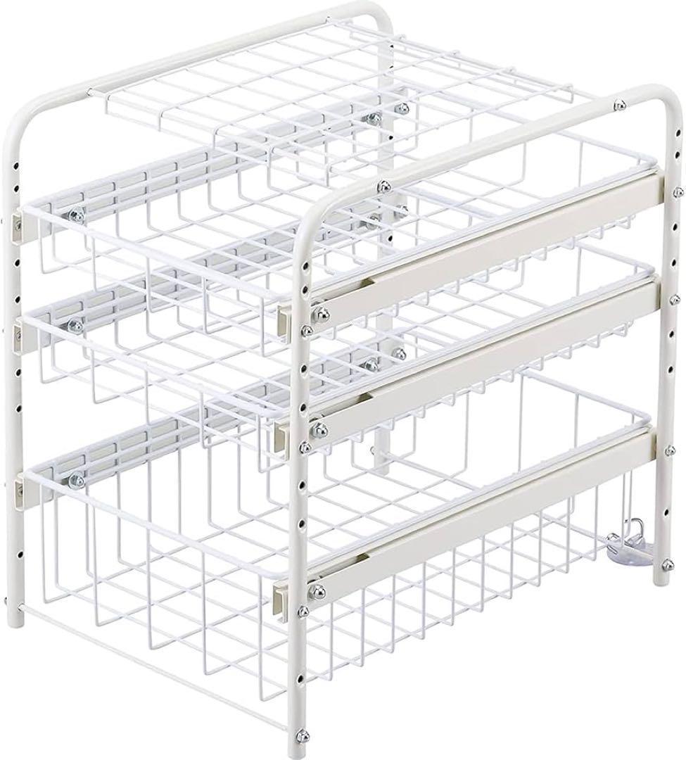 幅約31.5cm3段 燕三条で作る頑丈シンク下スライドラック［日本製］