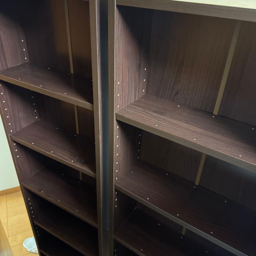 日本製 ぼん家具／木製スライド本棚 漫画 DVD 隙間 引き出し棚×2収納ボード