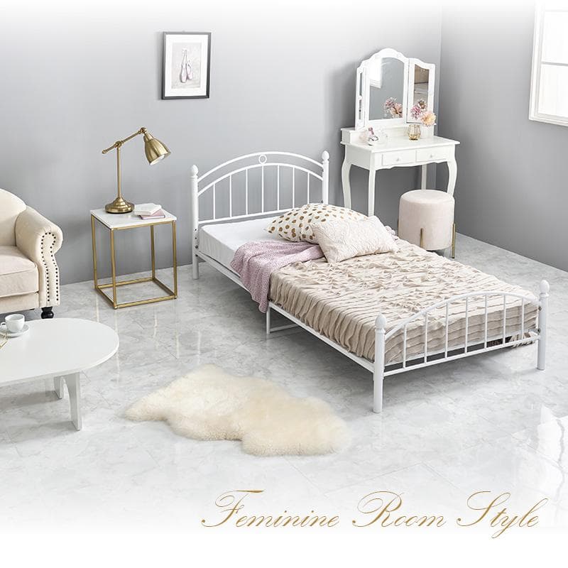 エレガントフレームシングルベッド フレームのみ ホワイト [8261]