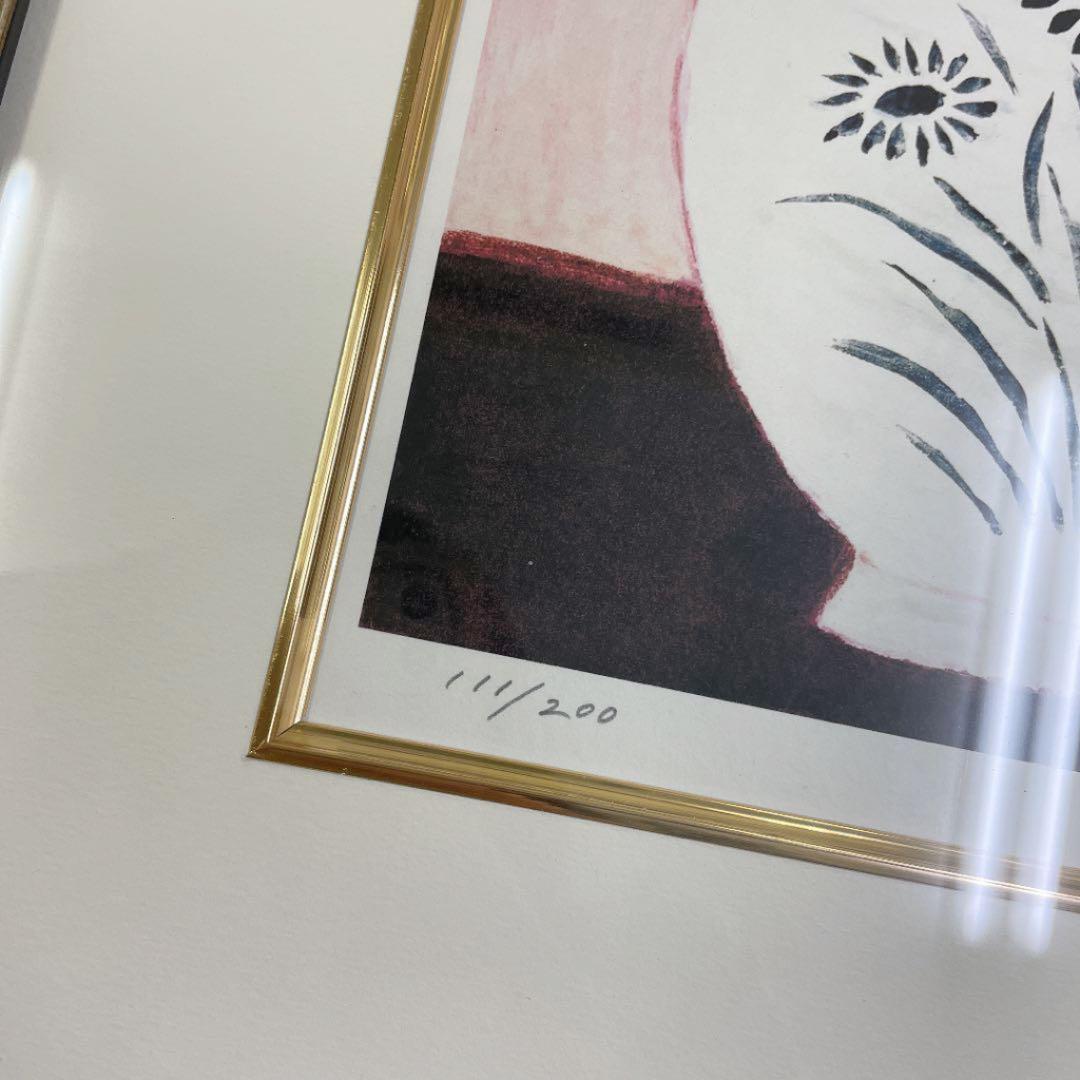 ●新品未使用！青木 乃里子 秋桜 絵画 ジクレー 版画 111/200 額 箱付