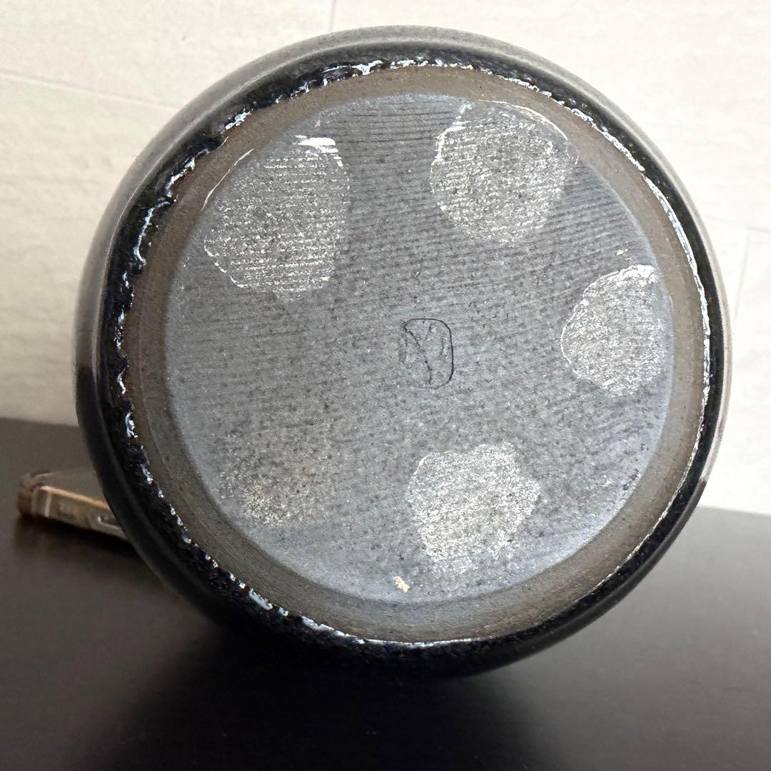 希少【一醒窯 安房幸男】油滴天目 花瓶 共箱付 京焼 清水焼 美品 花器