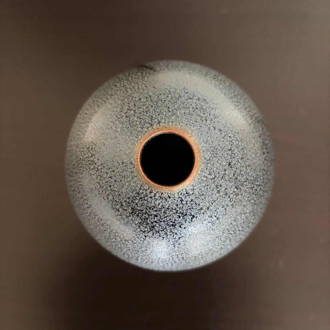 希少【一醒窯 安房幸男】油滴天目 花瓶 共箱付 京焼 清水焼 美品 花器
