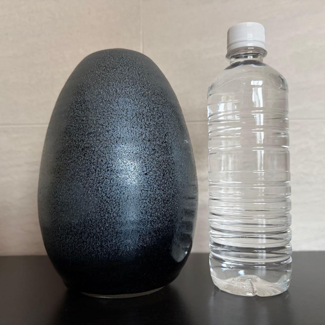 希少【一醒窯 安房幸男】油滴天目 花瓶 共箱付 京焼 清水焼 美品 花器