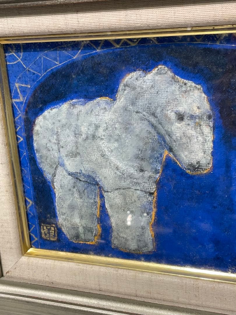 【石馬と石人】岸本章　美術品　アート　壁掛け　インテリア　飾り