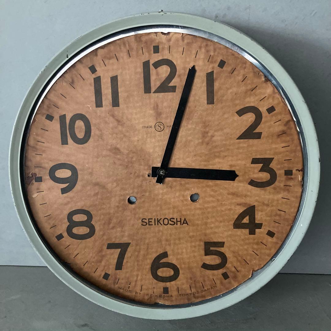 古時計 ナショナル時計にSEIKOSHA文字盤 直径41cm ヴィンテージ雑貨