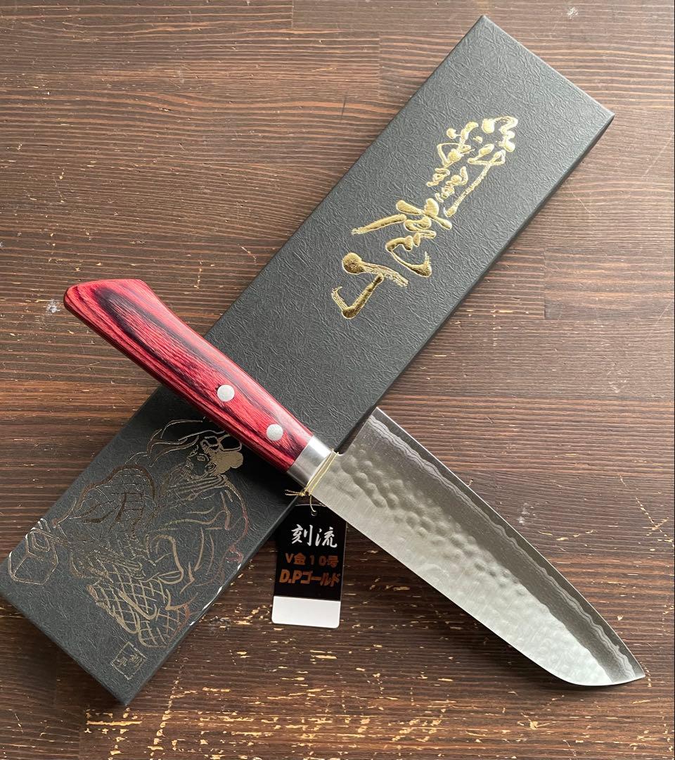 h*i様 増谷刃物 訓平作 三徳包丁 VG10ステンレス 積層槌目 刻流 口金有