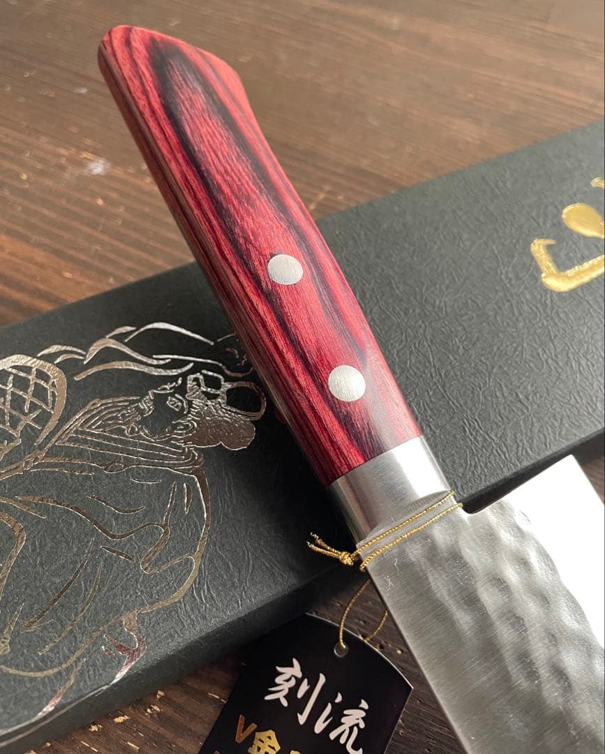 h*i様 増谷刃物 訓平作 三徳包丁 VG10ステンレス 積層槌目 刻流 口金有