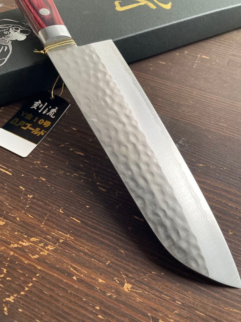 h*i様 増谷刃物 訓平作 三徳包丁 VG10ステンレス 積層槌目 刻流 口金有