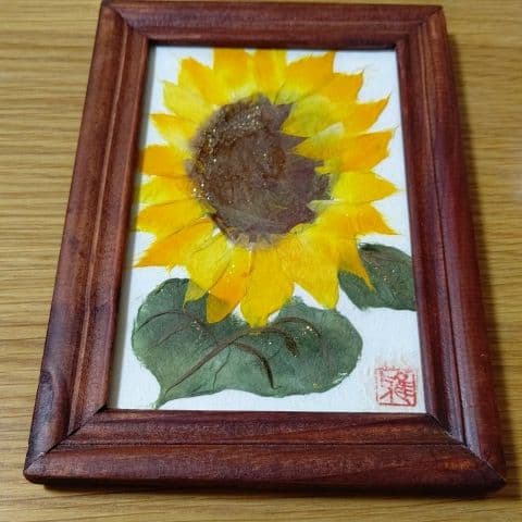 和紙ちぎり絵 ひまわりNo.2 - メルカリ
