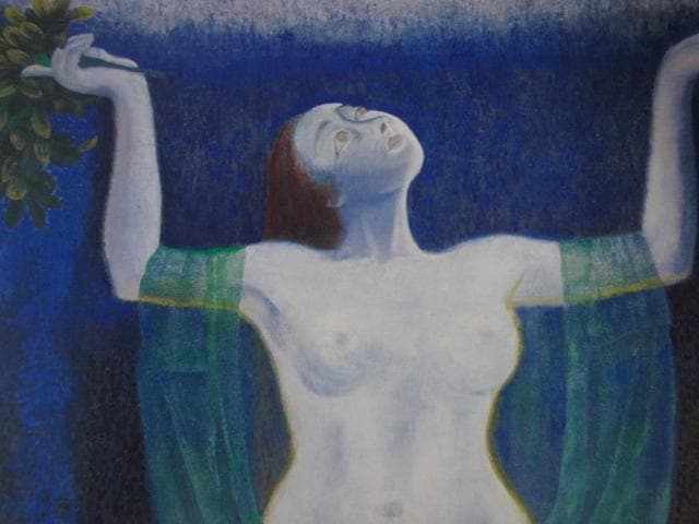 浜田台児、【天鈿女命】、希少な額装用画集画、新品高級額 額装付、状態良好