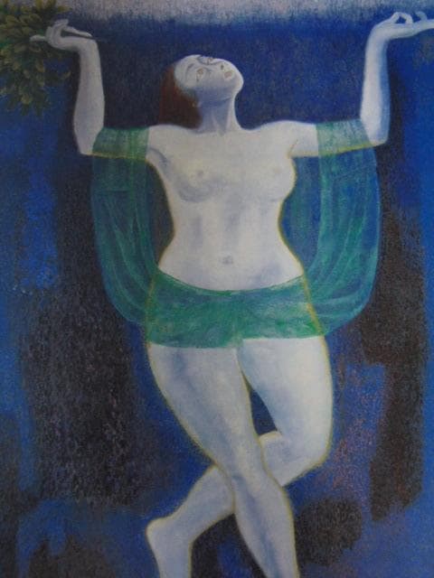 浜田台児、【天鈿女命】、希少な額装用画集画、新品高級額 額装付、状態良好