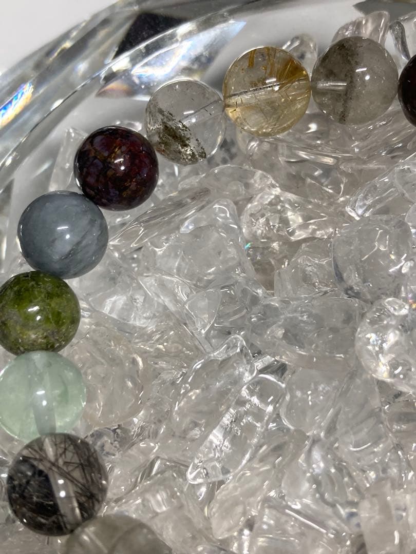 天然石　ルチルクォーツ　他色々　ブレスレット