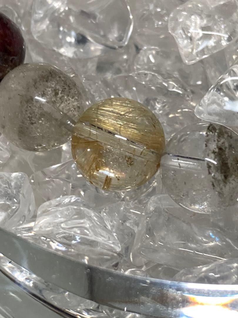 天然石　ルチルクォーツ　他色々　ブレスレット