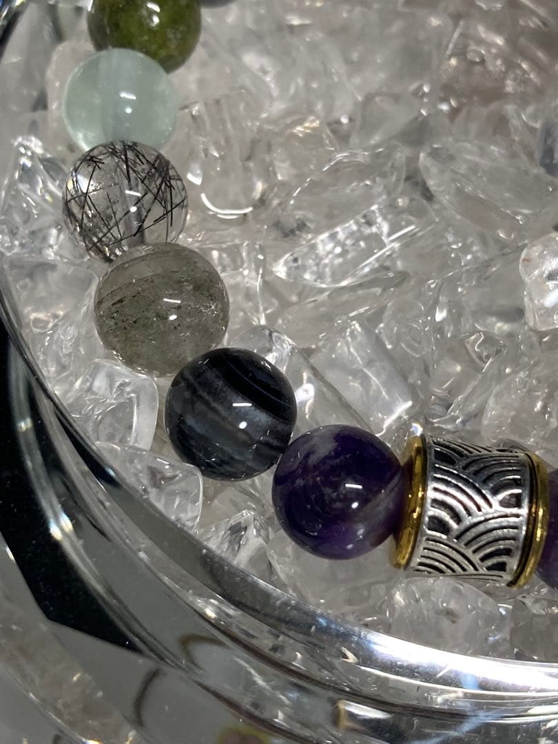 天然石　ルチルクォーツ　他色々　ブレスレット