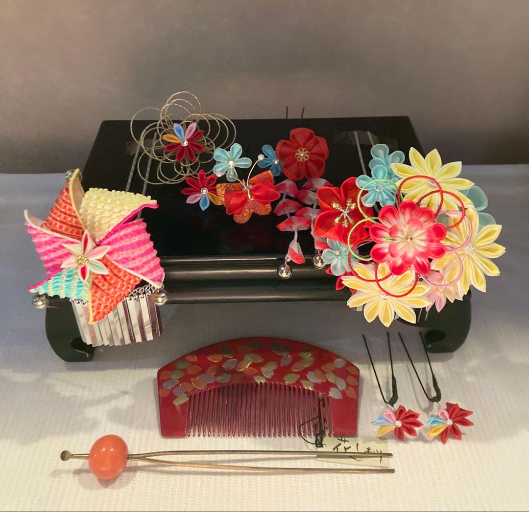 専用　七五三　成人式　希少　風車の簪　櫛簪　玉簪　花簪　Uピン簪　水引簪