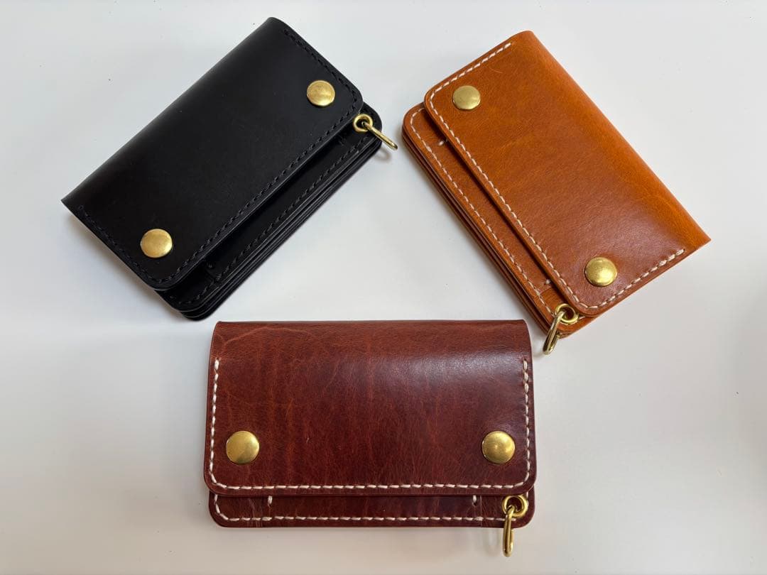 キャメル ヌメ革 ロマネスク トラッカーウォレット 【A】三層 真鍮