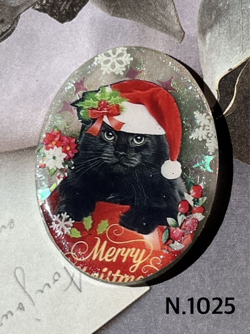 感謝価格(ㅅ´꒳` )クリスマスブーツ黒猫ちゃん レジンヘアゴム