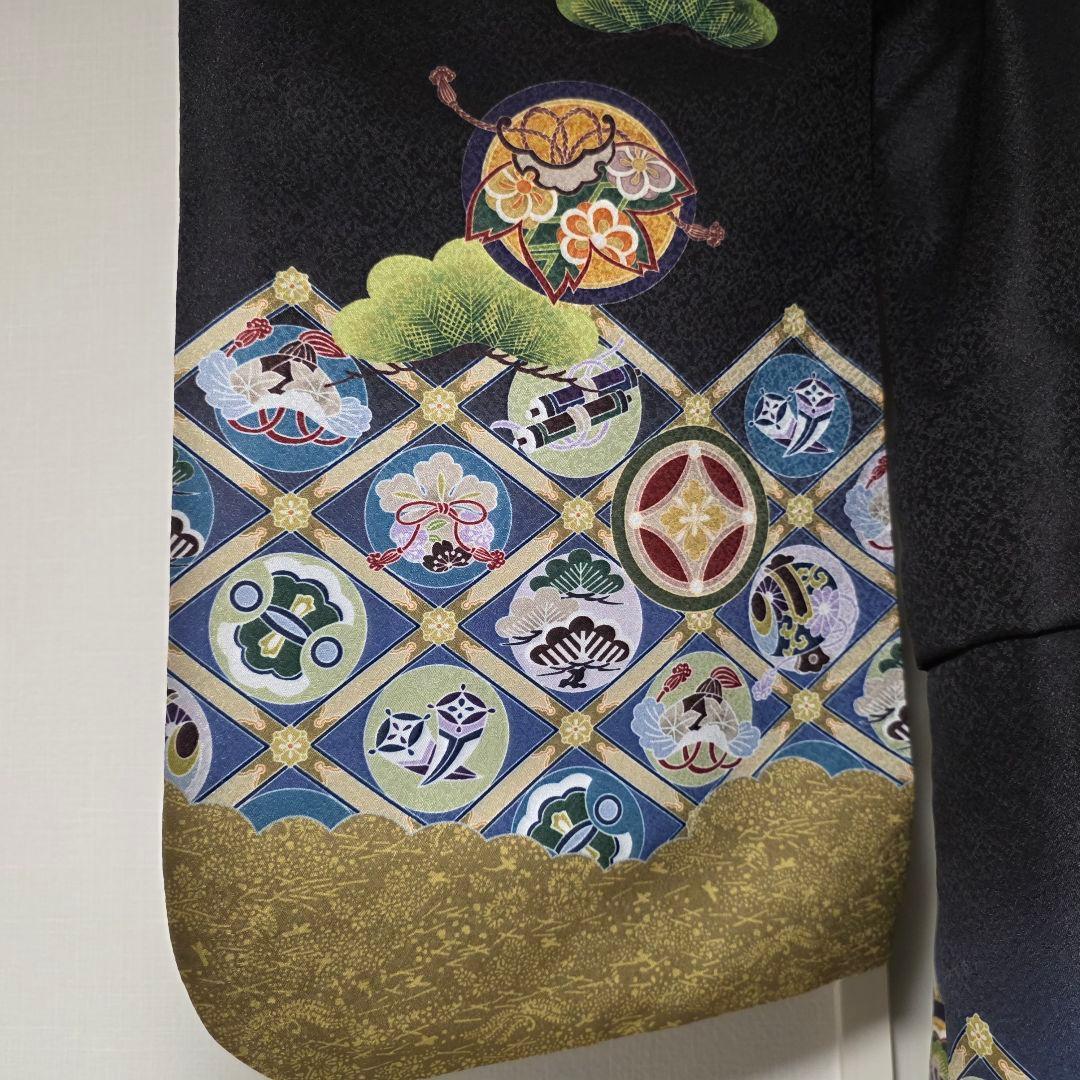 七五三 男の子 3歳 被布 7点セット 着物 黒 白