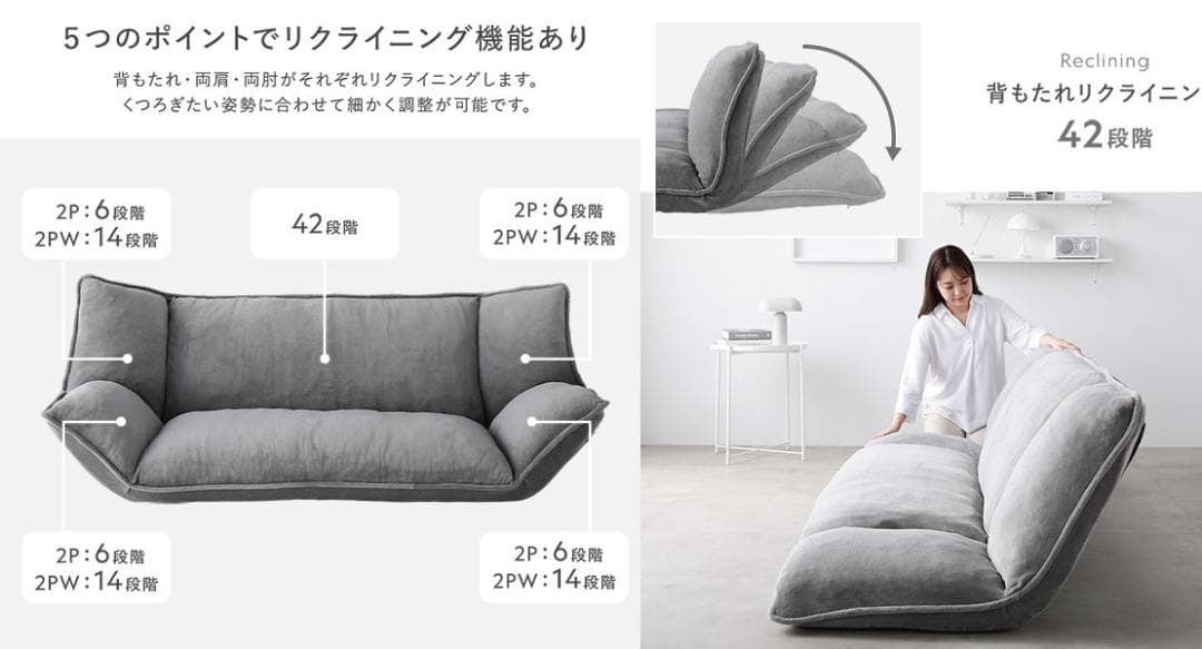 送料無料 ソファー 2人掛け グレー ソファーベッド 保証付