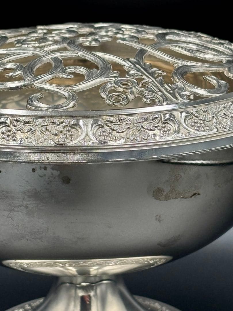 英国アンティーク ローズボウル・フラワーボウル/ベース シルバー