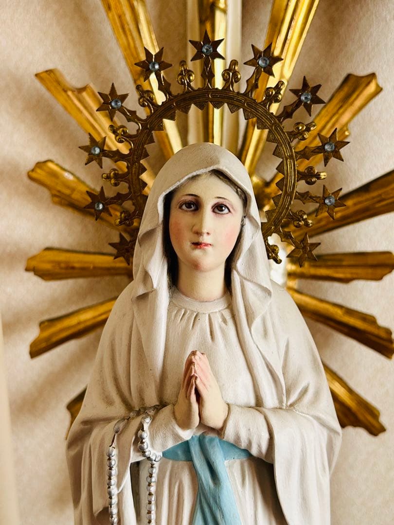 超超希少極美45cm】✞ ルルドの聖母マリア像 宗教彫刻 アンティーク