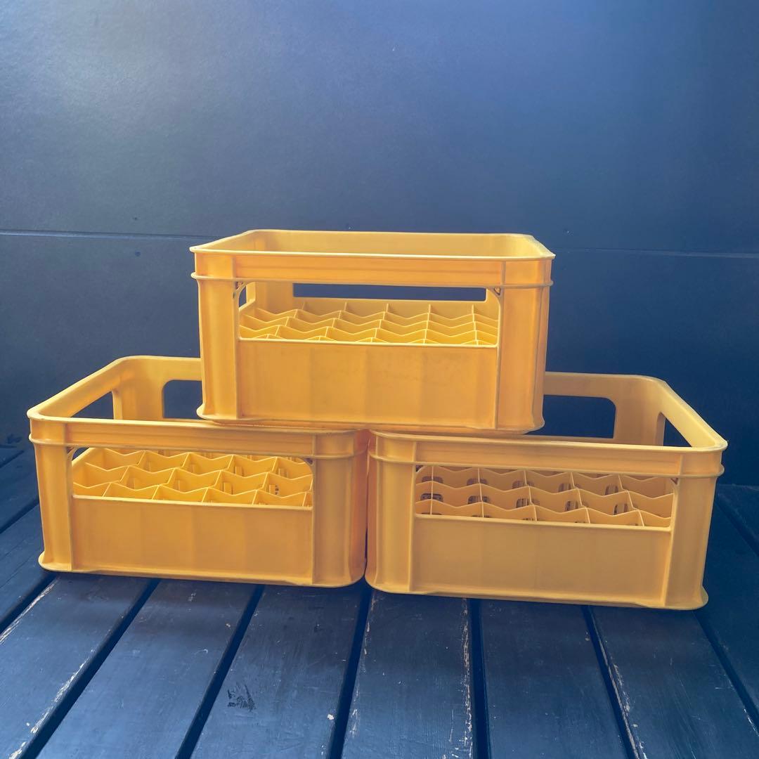 ビールケース 3個 瓶ケース コンテナ ボックス 無地 - メルカリ