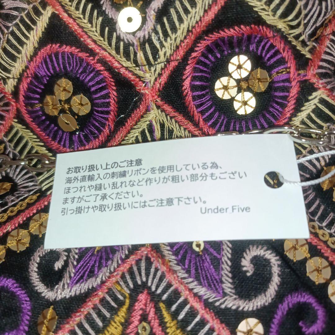シルク巾着袋インド刺繍ポトリ風2wayショルダー
