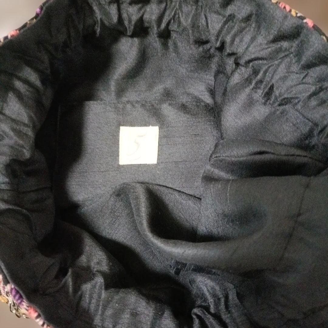 シルク巾着袋インド刺繍ポトリ風2wayショルダー