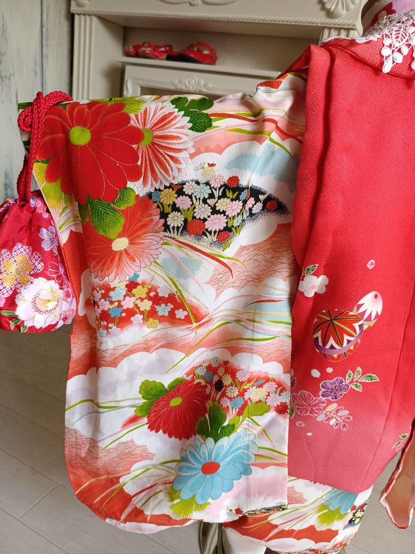 アンティーク着物と新品正絹被布セット