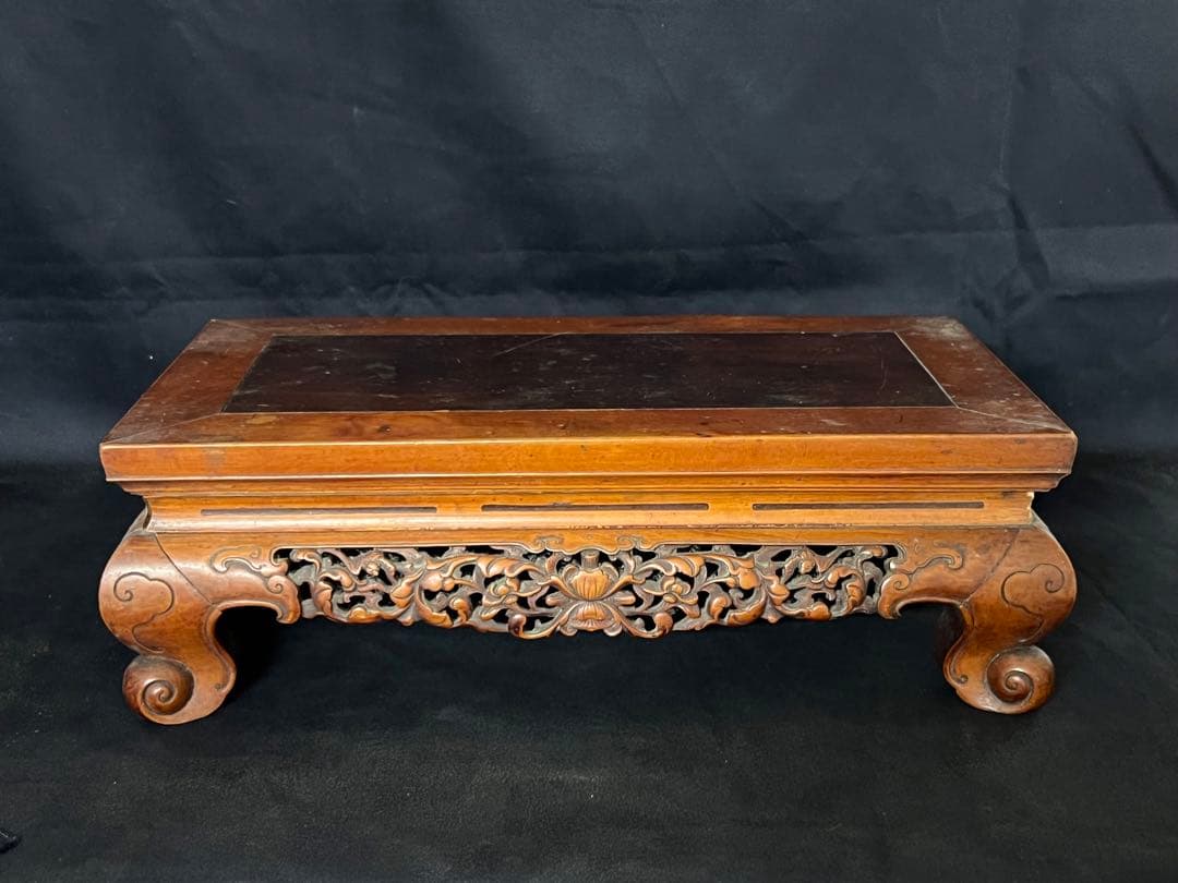 古美術/物置/紫檀台/柘植/天然木；F26