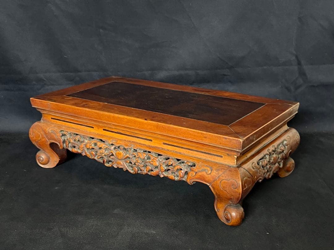 古美術/物置/紫檀台/柘植/天然木；F26