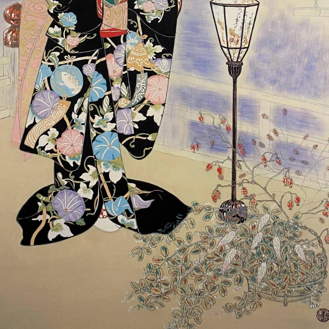 加藤登美子、【夕すずみ＝先斗町もみ華】、希少な額装用画集より、新品額装付