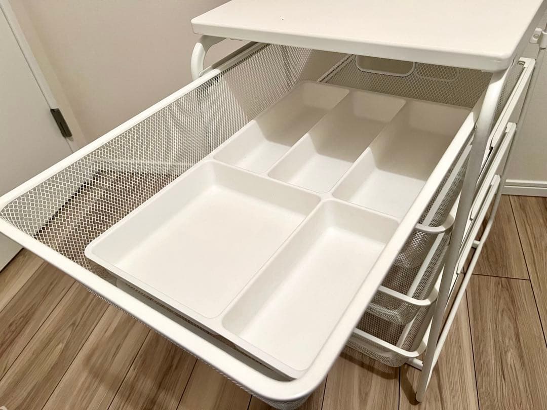 IKEA】ALGOT メッシュバスケット 4段 天板＋カトラリートレー付き